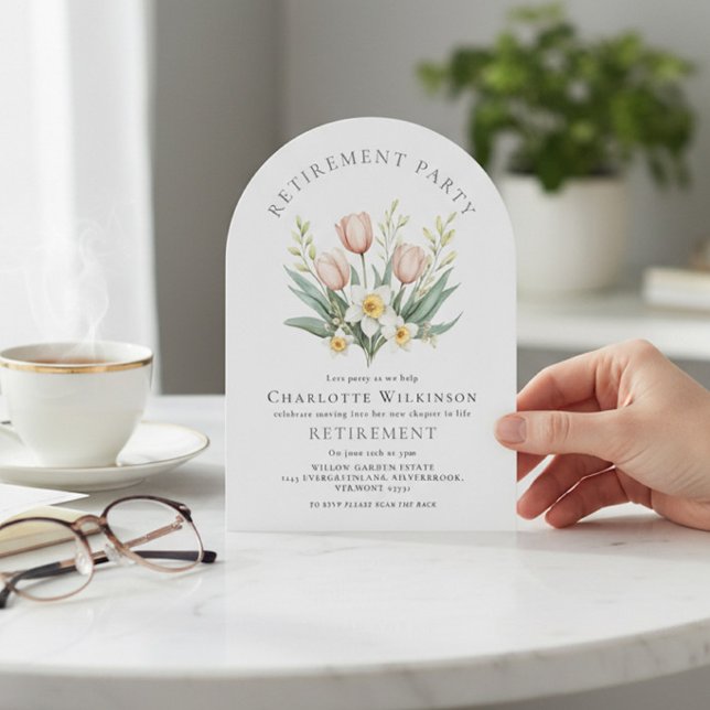 Invitación Elegant Tulip Daffodil Arch Retirement Invite (Subido por el creador)