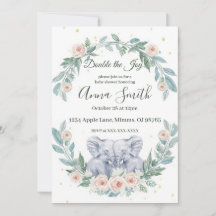 Elegant Twin Baby Shower Invitation – Watercolor