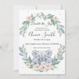 Invitación Elegant Twin Baby Shower Invitation – Watercolor
