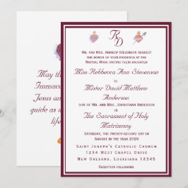 Invitación Elegant Two Hearts Catholic Wedding Invitation
