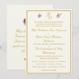 Invitación Elegant Two Hearts Catholic Wedding Invitation