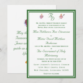 Invitación Elegant Two Hearts Catholic Wedding Invitation