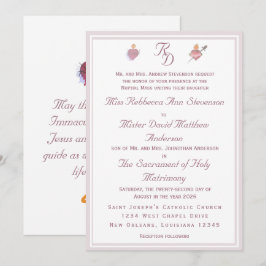 Invitación Elegant Two Hearts Catholic Wedding Invitation