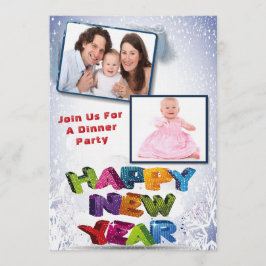 Invitación Elegant Two Photo Happy New Year’s Dinner Party