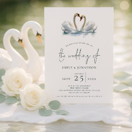 Invitación Elegant Two Swans Script Wedding