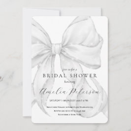 Invitación Elegant, tying the knot bridal shower white bow.