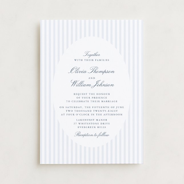 Invitación Elegant Vertical Stripe Classic Wedding Invitation (Subido por el creador)