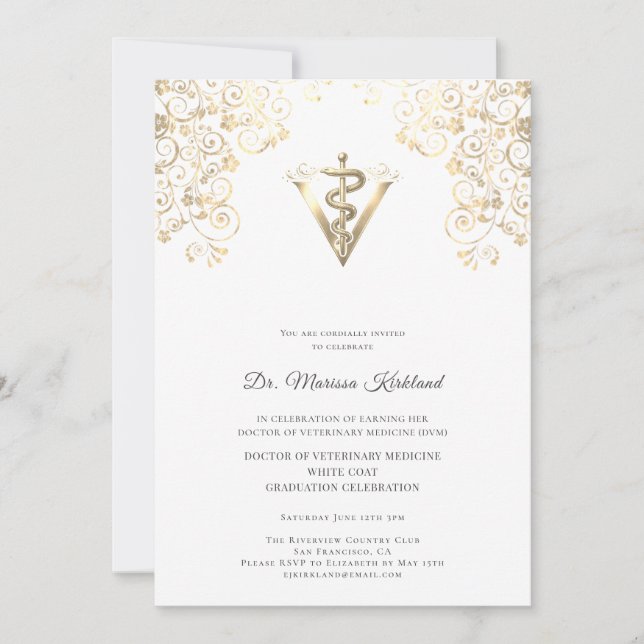 Invitación Elegant Veterinary White Coat Ceremony Invitation  (Anverso)