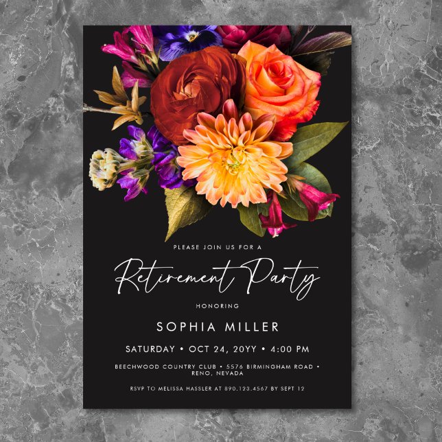 Invitación Elegant Vibrant Floral Retirement Party (Subido por el creador)