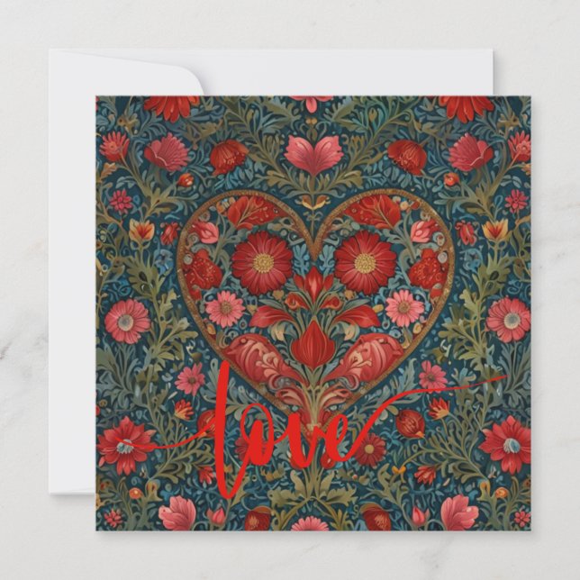 Invitación Elegant Victorian Valentines Day heart design (Anverso)