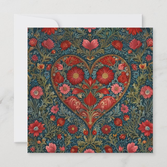 Invitación Elegant Victorian Valentines Day heart design (Anverso)