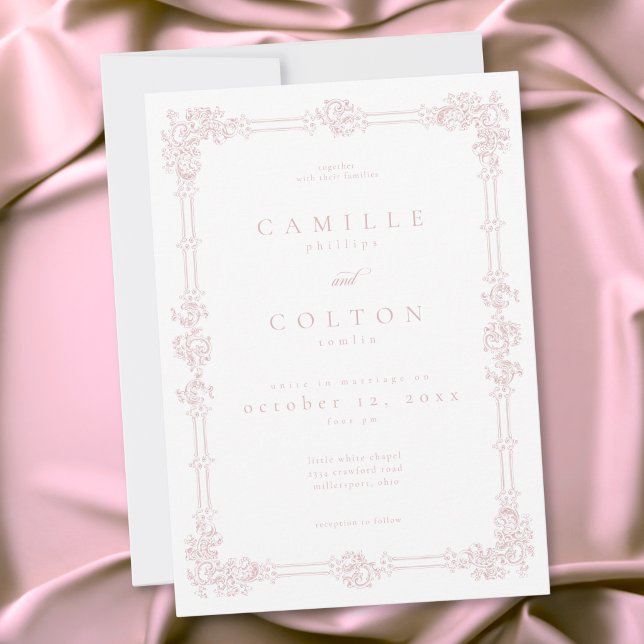 Invitación Elegant Vintage Baroque Dusty Pink Wedding (Elegant Vintage Baroque Dusty Pink Wedding Invitation)