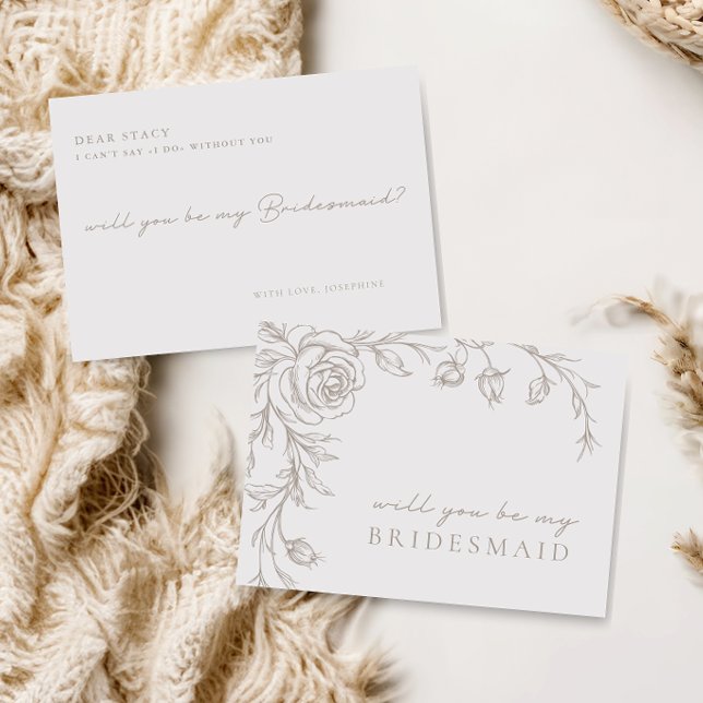 Invitación Elegant Vintage Be My Bridesmaid Proposal Card (Subido por el creador)