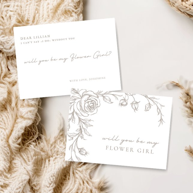 Invitación Elegant Vintage Be My Flower Girl Proposal Card (Subido por el creador)
