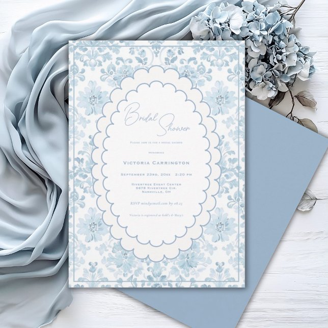 Invitación Elegant Vintage Blue Toile Bridal Shower (Subido por el creador)