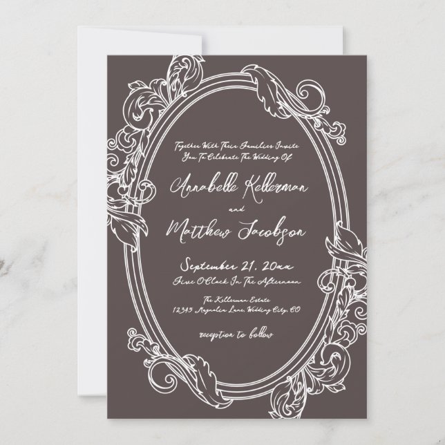 Invitación Elegant Vintage Brown Wedding (Anverso)