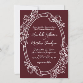 Invitación Elegant Vintage Burgundy Wedding