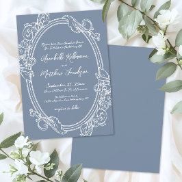 Invitación Elegant Vintage Dusty Blue Wedding