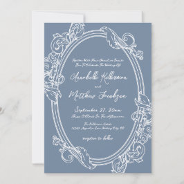 Invitación Elegant Vintage Dusty Blue Wedding