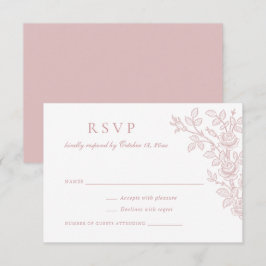 Invitación Elegant Vintage Floral Dusty Rose Wedding RSVP