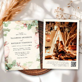 Invitación Elegant Vintage Floral Eucalyptus Roses Wedding