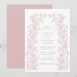 Invitación Elegant Vintage Floral Frame Dusty Rose Wedding
