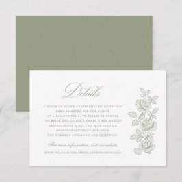 Invitación Elegant Vintage Floral Sage Green Wedding Details