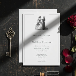 Invitación Elegant Vintage Gothic Black Toile Wedding