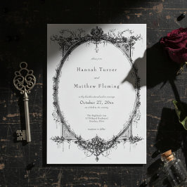 Invitación Elegant Vintage Gothic Black Toile Wedding