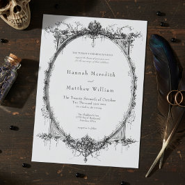 Invitación Elegant Vintage Gothic Black Toile Wedding