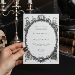 Invitación Elegant Vintage Gothic Black Toile Wedding