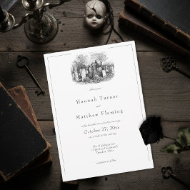 Invitación Elegant Vintage Gothic Black Toile Wedding
