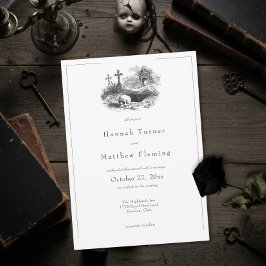 Invitación Elegant Vintage Gothic Black Toile Wedding