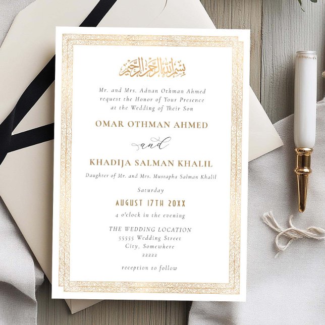 Invitación Elegant Vintage Ornament Gold Islamic Wedding (Subido por el creador)