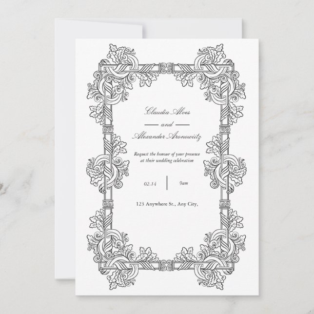Invitación Elegant Vintage Ornate Frame Wedding Invitation (Anverso)