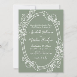 Invitación Elegant Vintage Sage Green Wedding