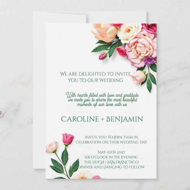 Invitación Elegant Vintage Wedding Invitation Card (Anverso)