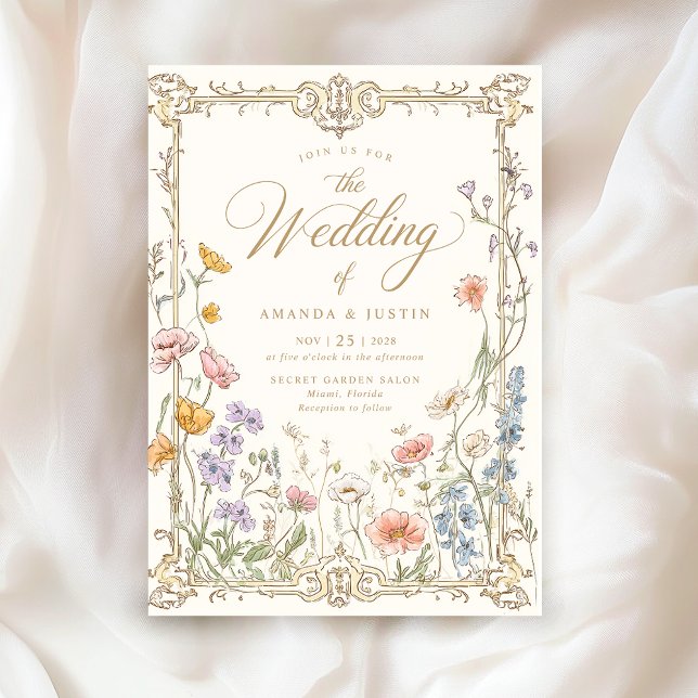 Invitación Elegant Vintage Wildflowers Floral Wedding (Subido por el creador)