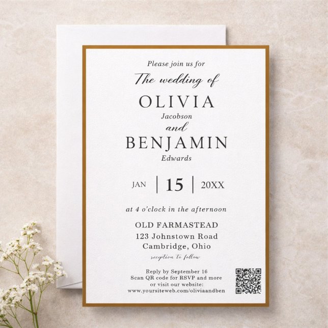 Invitación Elegant Warm Brown Minimalist Wedding (Subido por el creador)