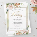 Invitación Elegant Watercolor 50th Wedding Anniversary Floral<br><div class="desc">Celebrate the joy of your 50th (or other number) anniversary with this beautiful elegant anniversary invite! Design with delicate pale green watercolor stains cascading behind golden frame with exquisite watercolor floral bouquets framing your anniversary details. Ability to customize invitation to any anniversary number you may need and change text to...</div>