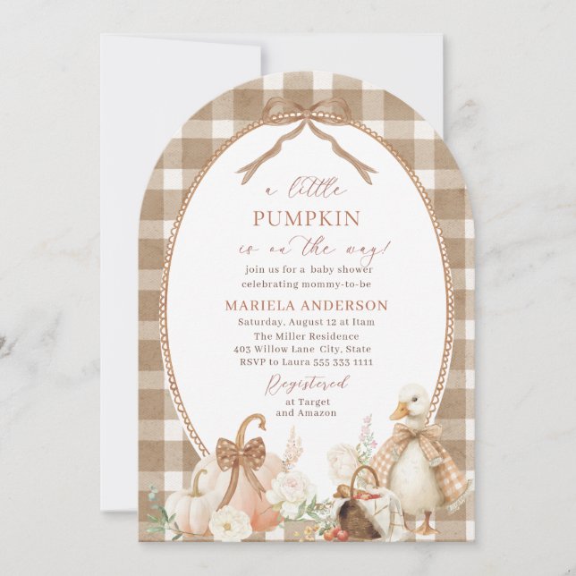 Invitación Elegant Watercolor A  little pumpkin is Invitation (Anverso)