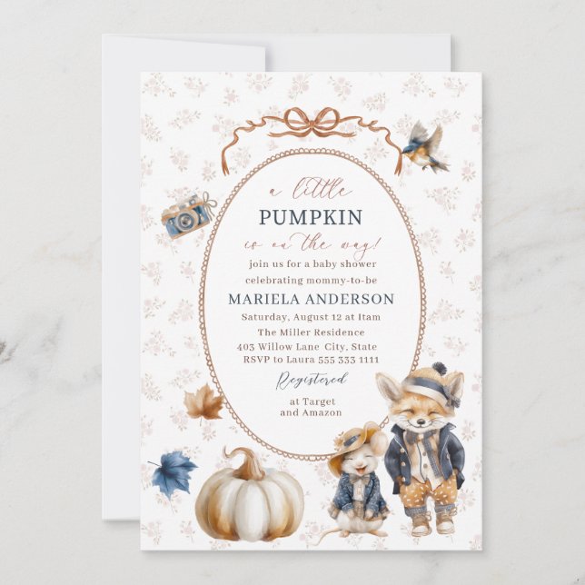 Invitación Elegant Watercolor A  little pumpkin is Invitation (Anverso)