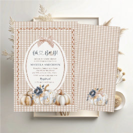 Invitación Elegant Watercolor A little pumpkin oh boy Baby