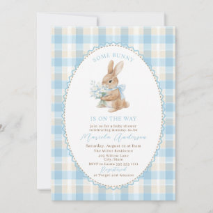 Invitación Elegant Watercolor algún conejo lazo azul Baby Sho