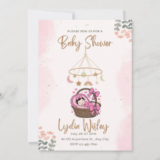 Invitación Elegant Watercolor Baby Shower Invitation wit
