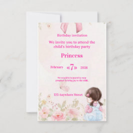 Invitación  Elegant Watercolor Ballerina Birthday Invitation 