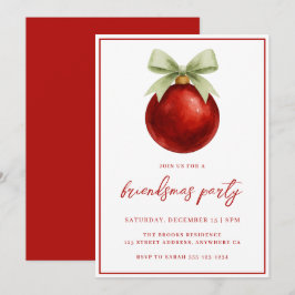 Invitación Elegant Watercolor Bauble & Bow Friendsmas Party