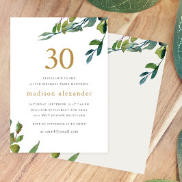 Invitación Elegant Watercolor Botanical 30th Birthday