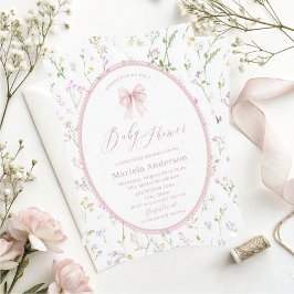 Invitación Elegant Watercolor  bow grandmillenial vintage Bab