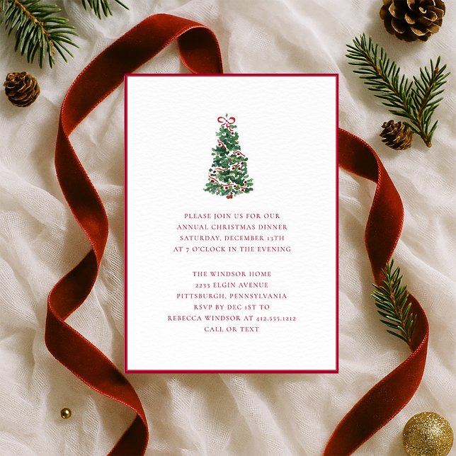Invitación Elegant Watercolor Christmas Tree Holiday Party  (Elegant Watercolor Christmas Tree | Christmas Party Invitation)